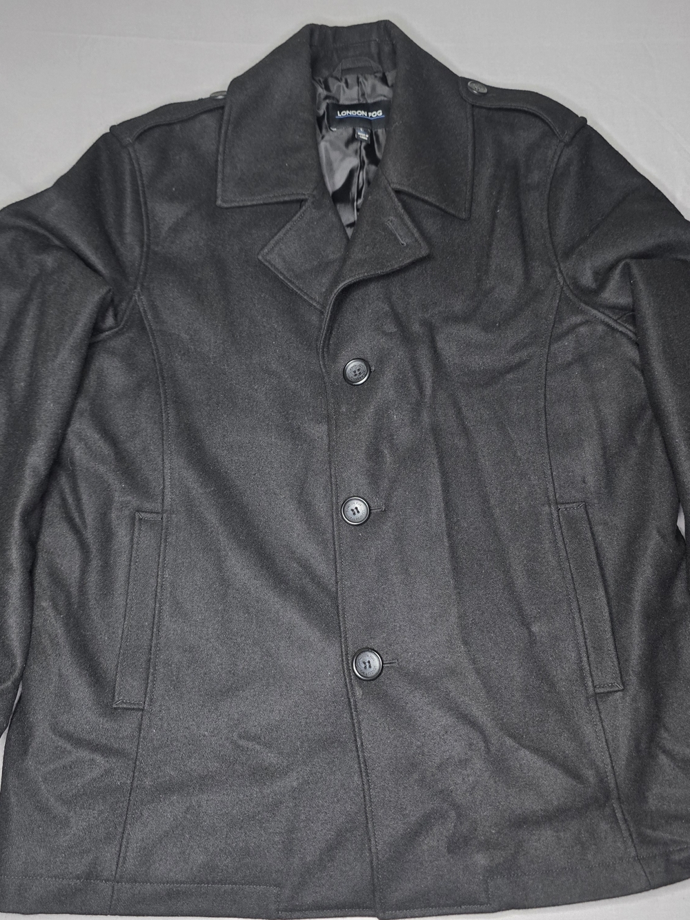 London Fog Men’s Black Wool Blend Peacoat
